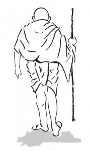 sketch of mahatma gandhi with stick